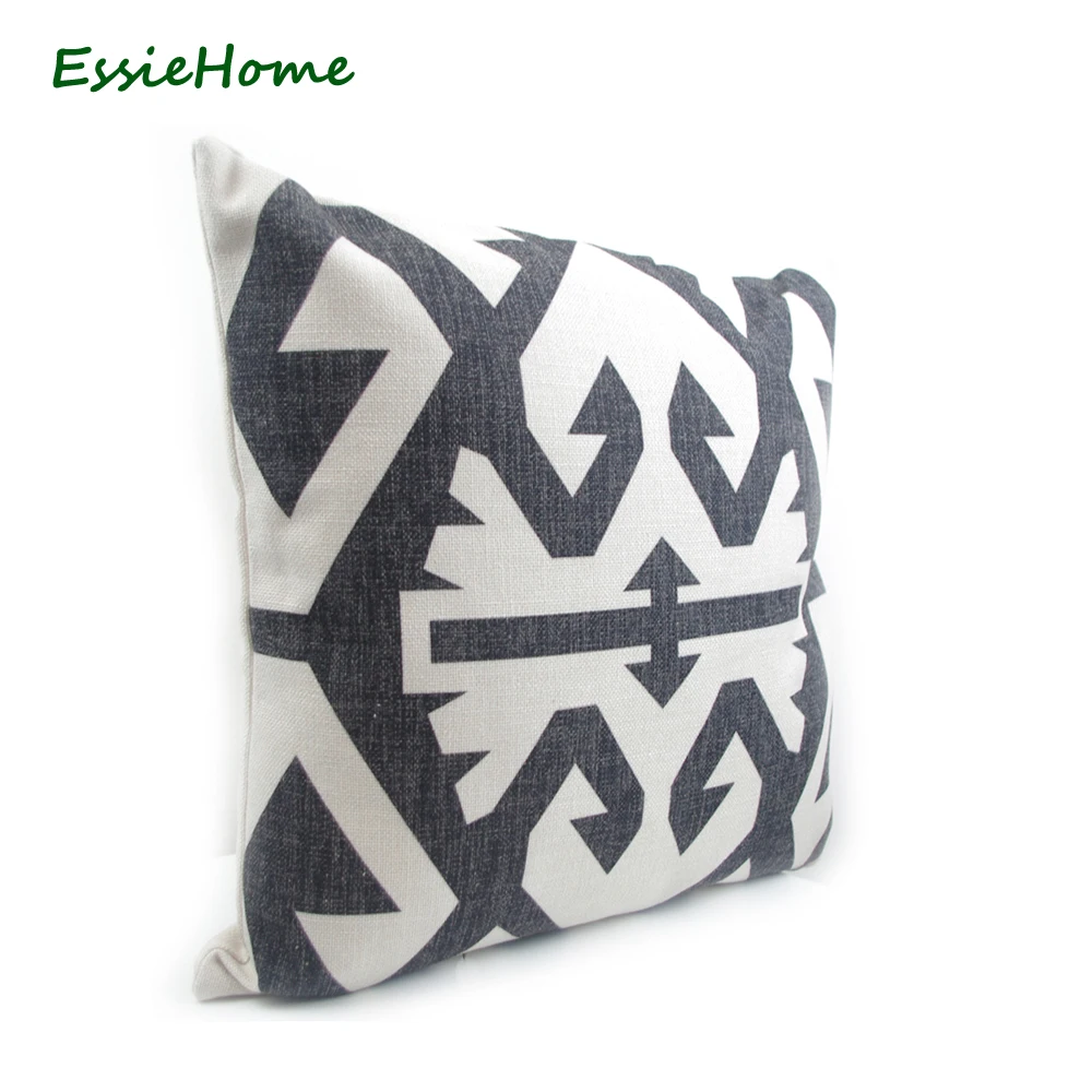 ESSIE HOME High-End Digital Print  Black Turkish Ethnic Kilim Pattern Pillow Case Cushion Cover For Sofa  Home Decoration Throw