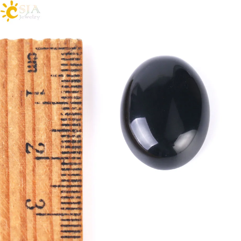 CSJA 1PC Natural Stone Oval Cabochon Obsidian Bead No Hole for Women Men Fashion Jewelry Making Ring Face Bracelet Necklace F508