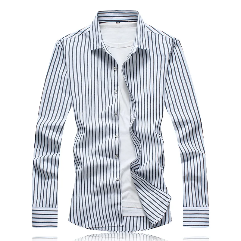 Chemise rayée en coton à manches longues pour hommes, chemises de travail, vêtements pour hommes, design classique décontracté, marque de mode, 7XL, automne, nouveau, 2024