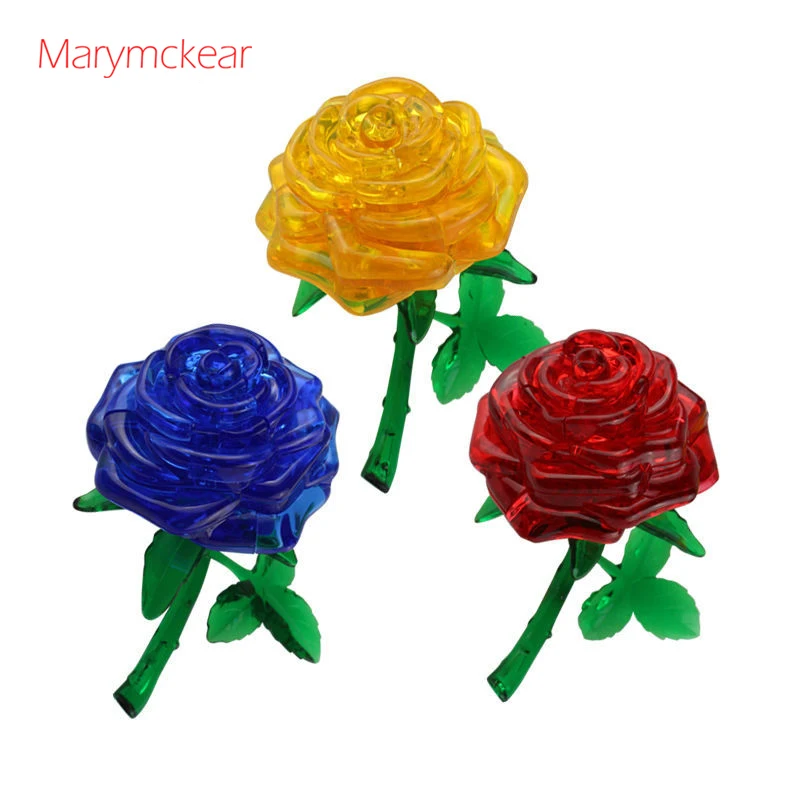 Beautiful Craft Toy Flower Puzzle Rose Puzzle 3D Crystal Puzzle Toys Educational Toys in 4 Colors Kids Art Little Crystal Bricks