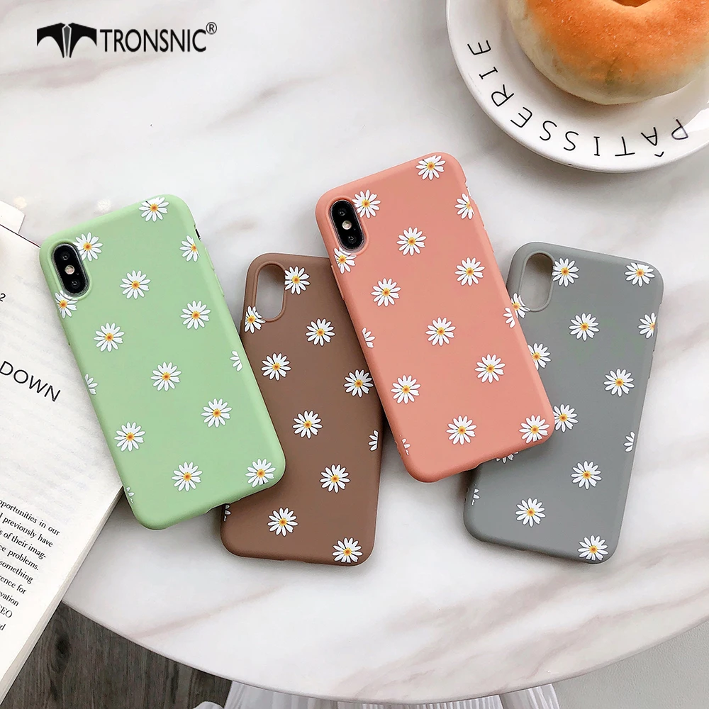 Daisy Flower Cute Cartoon Phone Case for iPhone 14 13 12 11 Pro Max XR Xs Max 5s 6 7 8 Plus Matte Silicone Soft 3D Pattern Cover