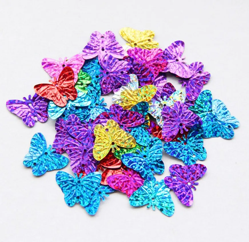 60 pcs / laser butterfly sequins DIY clothing accessories wedding jewelry accessories Mixed color