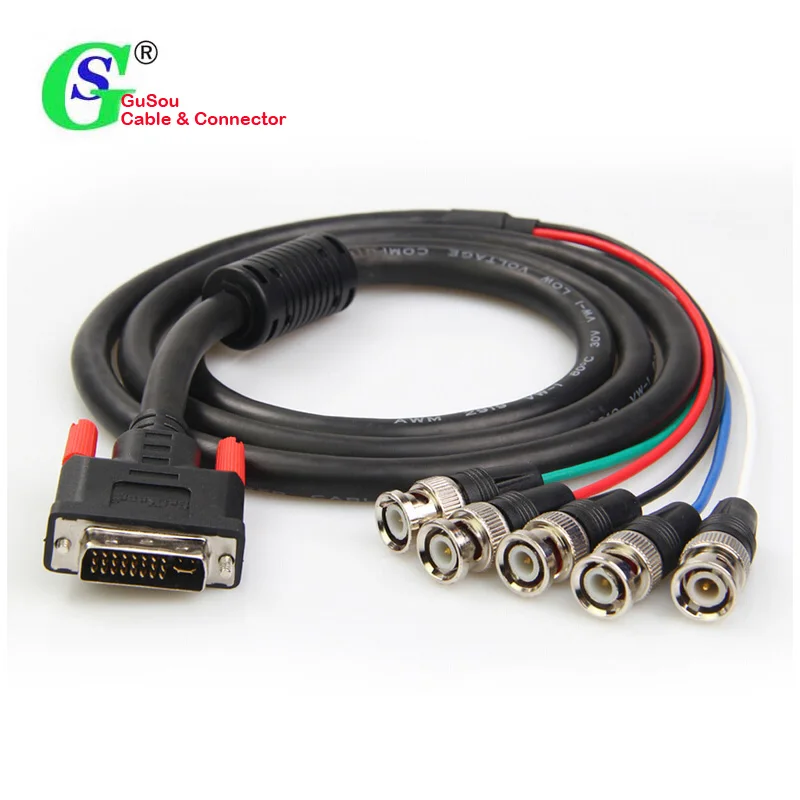 GuSou VGA DVI to RGBHV Component 5x BNC Breakout Video Adapter Cable DVI-I 24+5