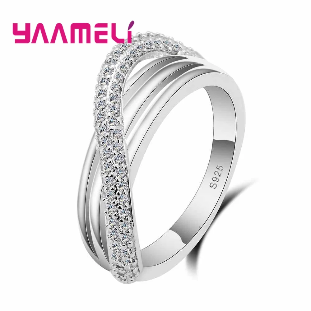 Hot Sale 925 Sterling Silver Rings for Women Men Sideways Cross Infinity Wedding Jewelry Gift Engagement Party Accessory