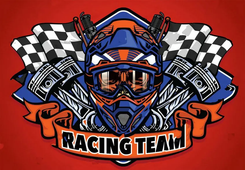 motocross Skull Wearing Helmet Racing Team photography backgrounds   Computer print party photo backdrop