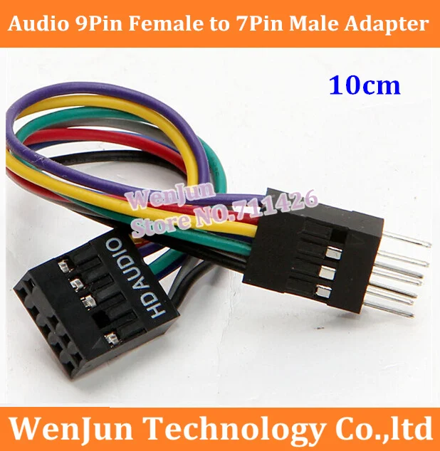 

50PCS/LOT NEW Audio 9Pin Female to 7Pin Male Adapter JACK Cable For Lenovo ATX Motherboard to Host Case PC Chassis Front Panel