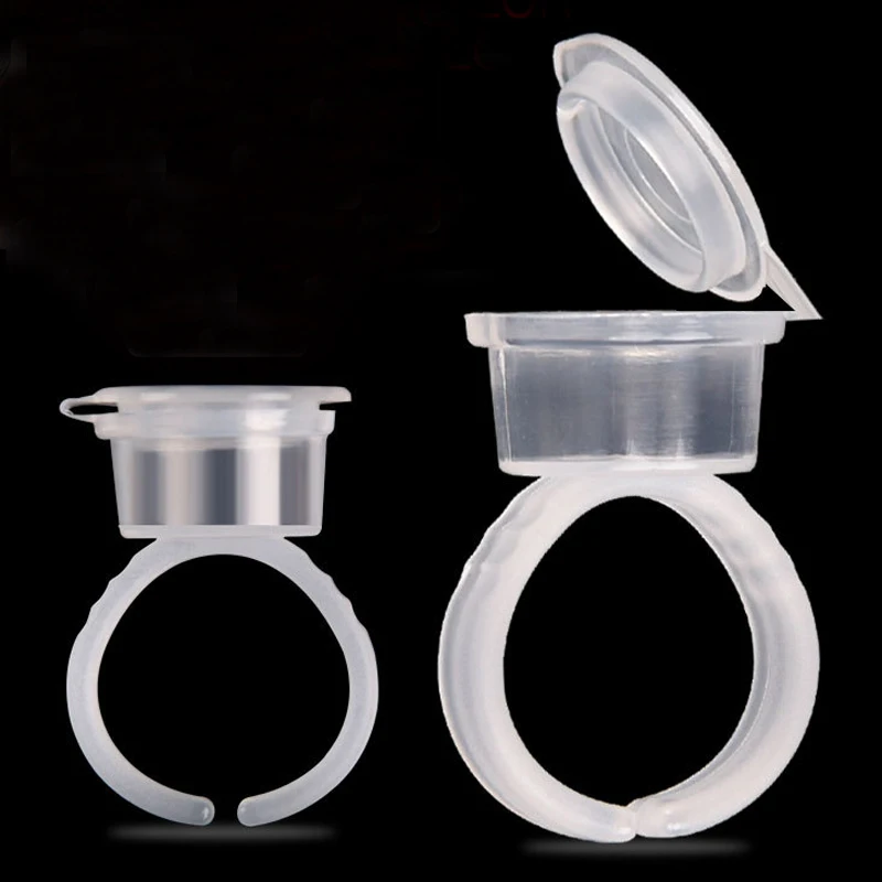 

50pcs tattoo ink cups permanent makeup plastic rings microblading ring ink cup for eyebrow/lip tattoo