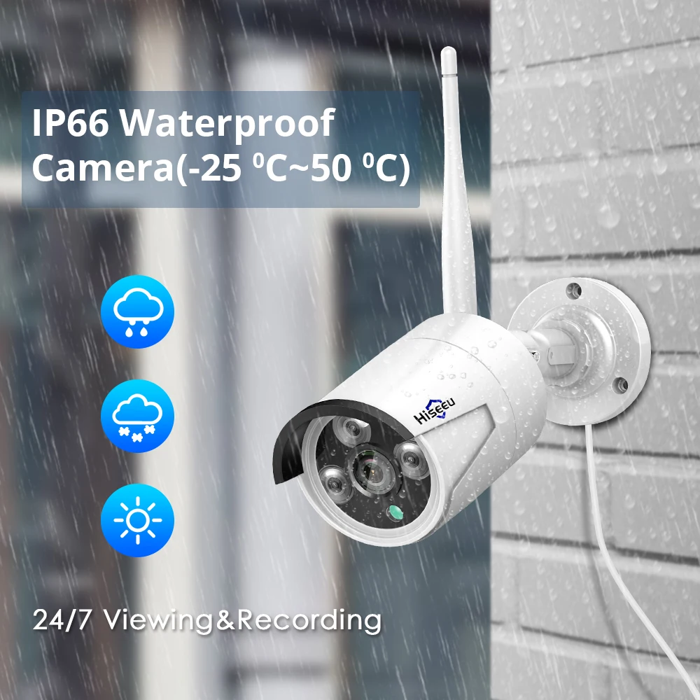 Hiseeu-Sistema de Câmera de Segurança Sem Fio, Tudo em Um, Câmeras IP, Exterior, 10CH, Kit 3MP NVR, H.265 +, 10 em 1, 12 em, NVR, Monitor LCD, 1536P
