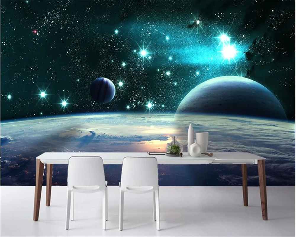 

beibehang papel de parede wallpaper Customized individuality magnificent cosmic earth fantasy sky planet background wall paper