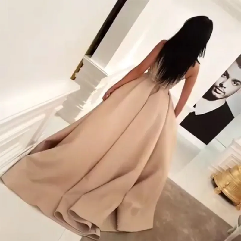 JaneVini Sexy sirène robes de bal avec détachable Train 2019 col haut voir à travers la dentelle haute fente Satin robes robes Longo