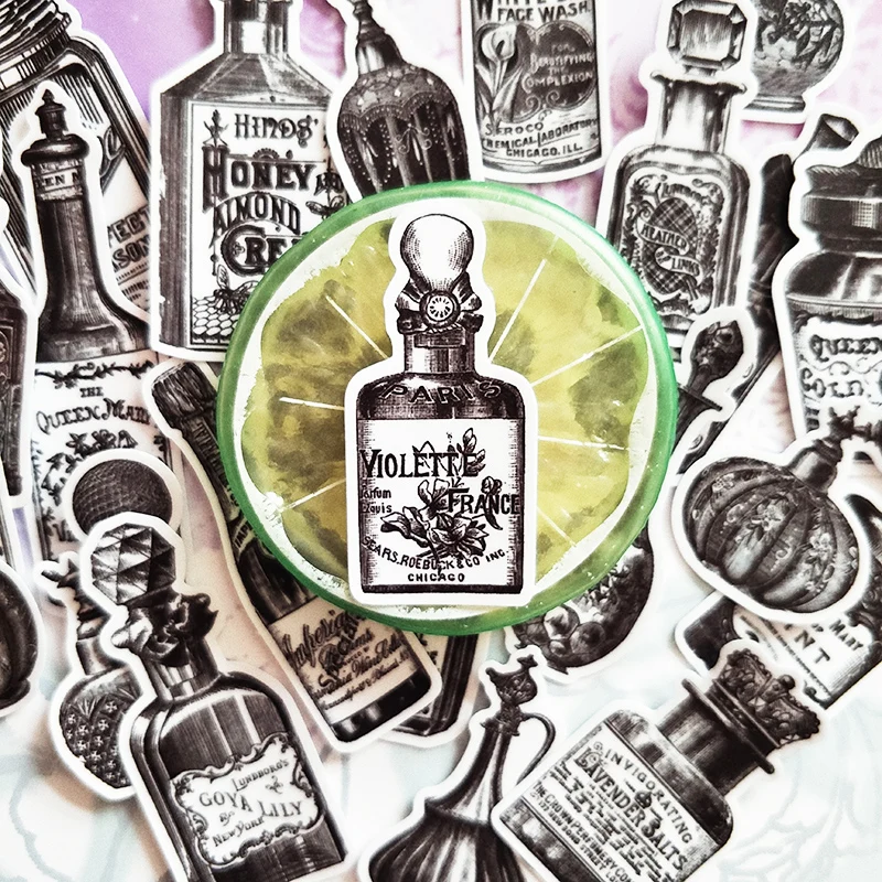 สีดำสีขาววินเทจสติกเกอร์ขยะวารสาร Diary Planner สติกเกอร์ Scrapbooking สติกเกอร์ตกแต่ง DIY Craft อัลบั้มภาพ