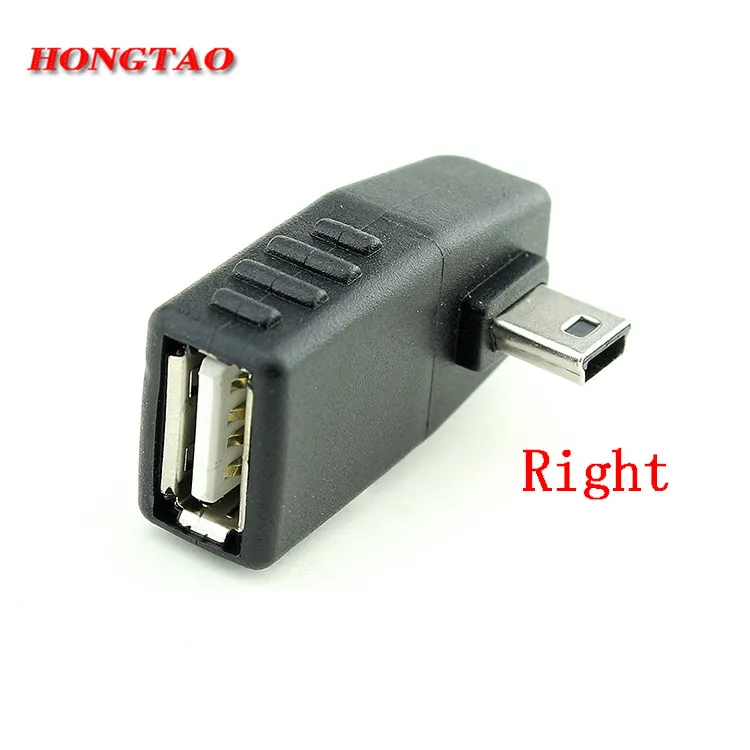 USB żeńskie do Mini USB męskie 90 stopni w dół prawy kąt w lewo adapter otg do samochodu AUX Tablet czarny w prawo w lewo w dół