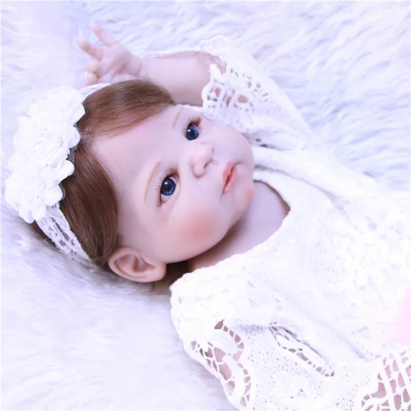 DollMai 55cm Full Silicone Reborn baby doll toys girl gender body can sit lie bathe doll toys gift bebe princess reborn bonecas