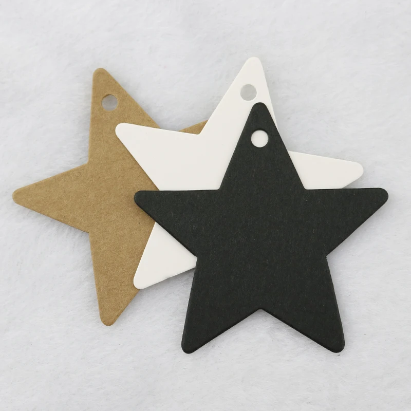 

100Pcs 6x6m Kraft Paper Card Hang Tag Star Shape Jewelry Display Packaging Crads Favor Marking Garment Prices Label Tags