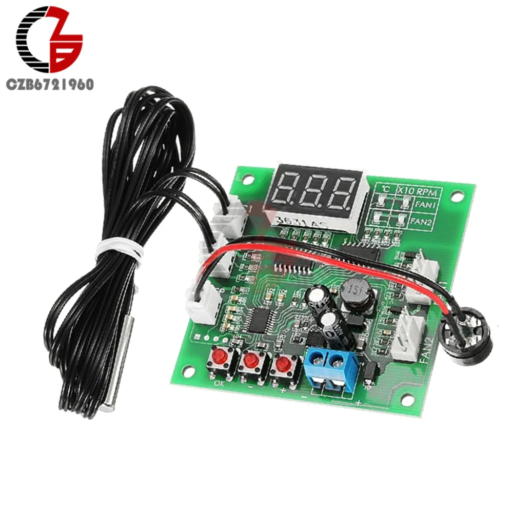 2 Ch 4 Draad Voltage Regulator Led Digitale Pwm Motor Speed Controller Fan Temperatuur Controller Pc Fan Thermostaat Dc 12V 24V