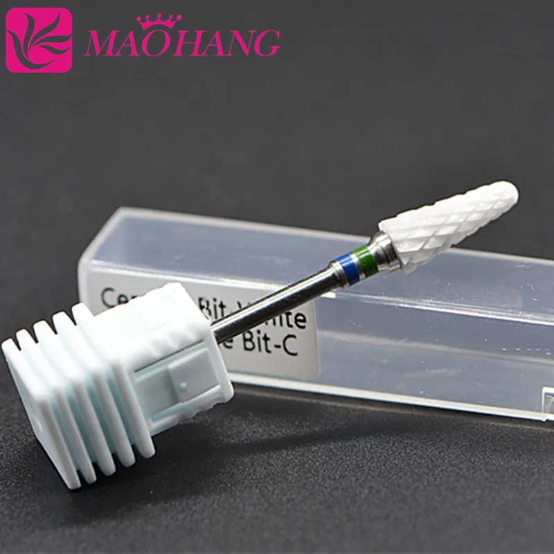 MAOHANG 1Pcs Bullet Shape Ceramic Nail Drill Bit For Electric Manicure Machine Accessories Nail Art Tools Nail Files 3/32