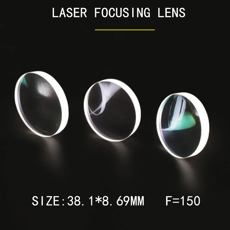 Weimeng new LASER FOCUS MIRROR 10 pcs 38.1*8.69mm F=150 JGS1 quartz optical lens 1064nm coating Plano-convex For laser  machine