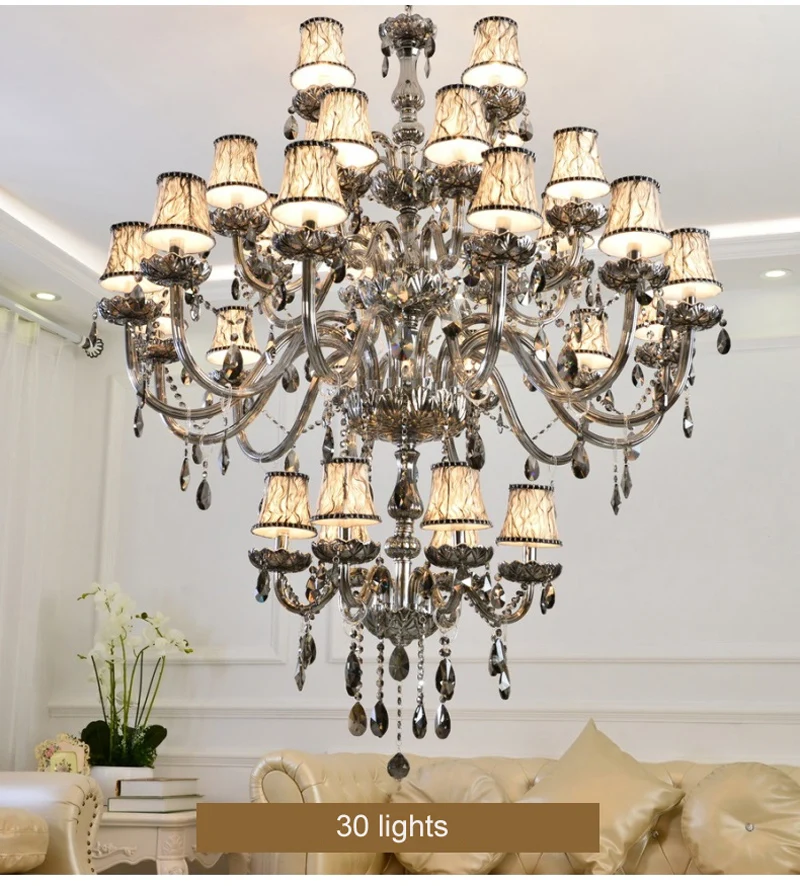 

Modern Chandelier Lighting Staircase Smoke gray Crystal Lamp Chandeliers Spiral Design Lamp Home Decoration Lighting Fixtures