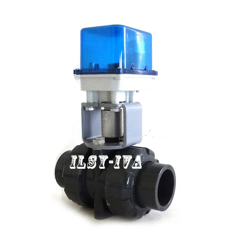 

G1 1/4" two-way PVC motorized ball valve,AC12V/24V/220V fixed-type electric valve