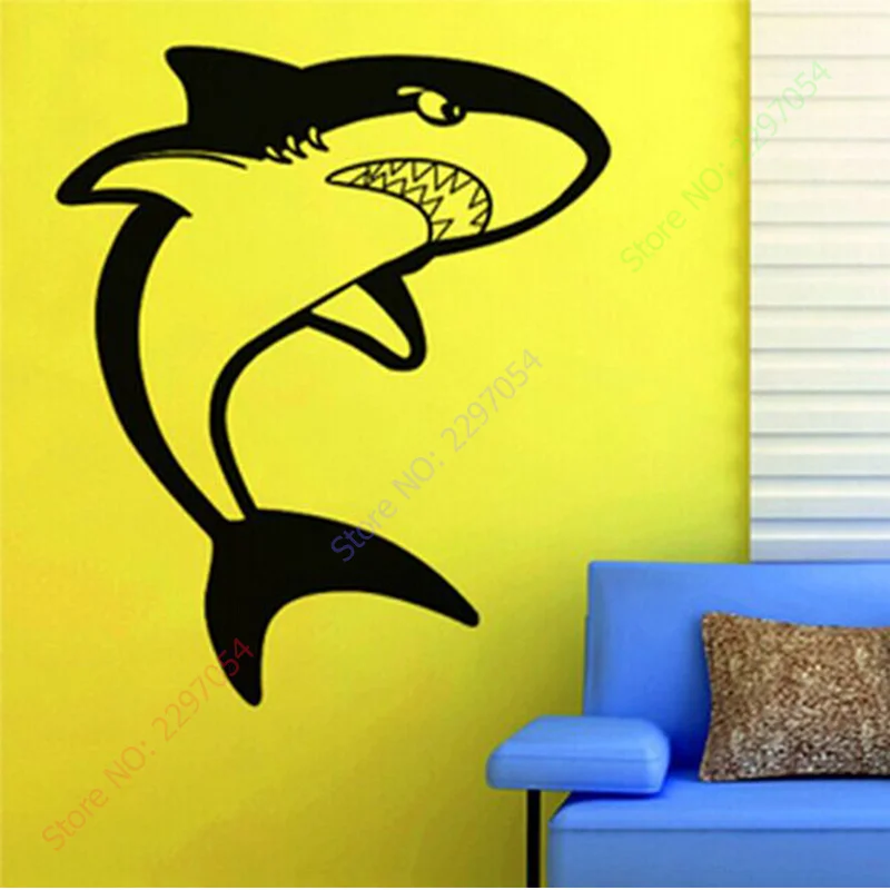 Shark Wall Stickers Home Decor SIze:560mm*750mm PVC Vinyl Paster Removable Art Mural