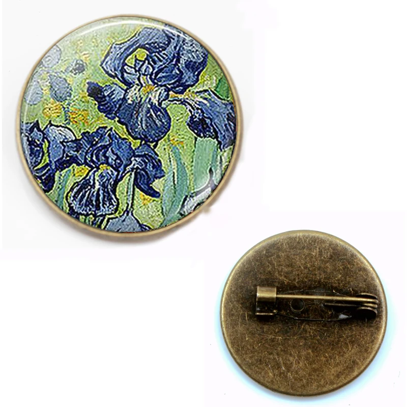 Vintage Art Renaissance Brooch Character Van Gogh Star Night Oil Painting Sunflower Man Woman Accessories Gift Souvenir