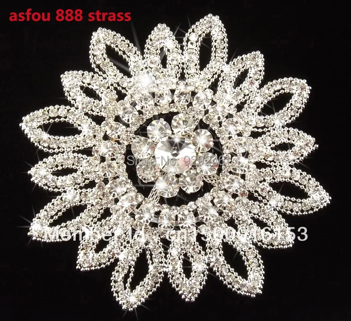 free shipping 1pc 11.5cm round trims stunning clear rhinestone applique big flower wedding dress hat bra bag costume sewing