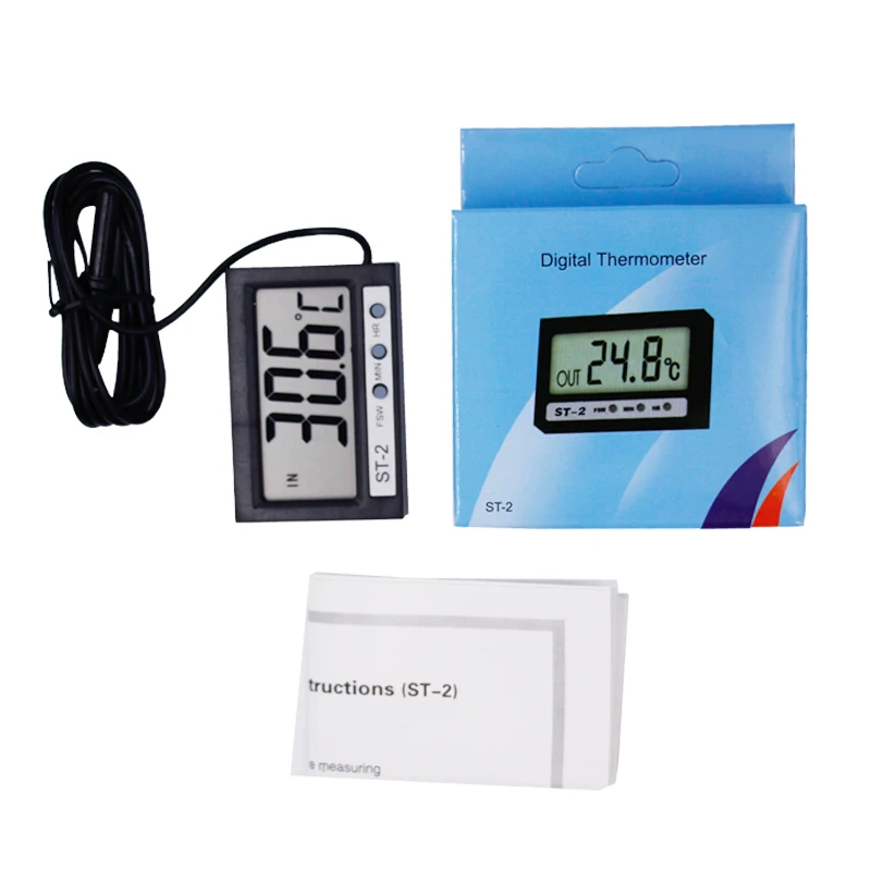 Indoor Convenient Temperature sensor probe in Out LCD Dual-Way Digital Thermometer & Clock thin shell portable temp tester 20%Of