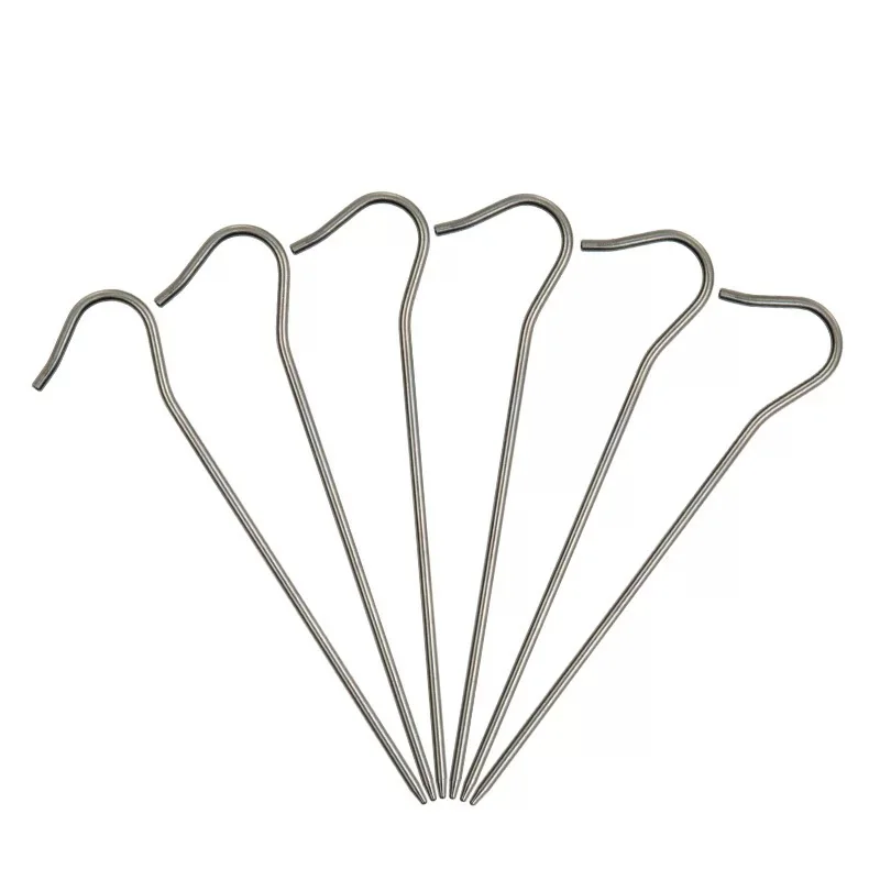 10pcs Titanium Alloy Ti Tent Peg nail Outdoor Camping Accessory Tent Stake Bend Hook Head Diameter 3.0mm x165mm