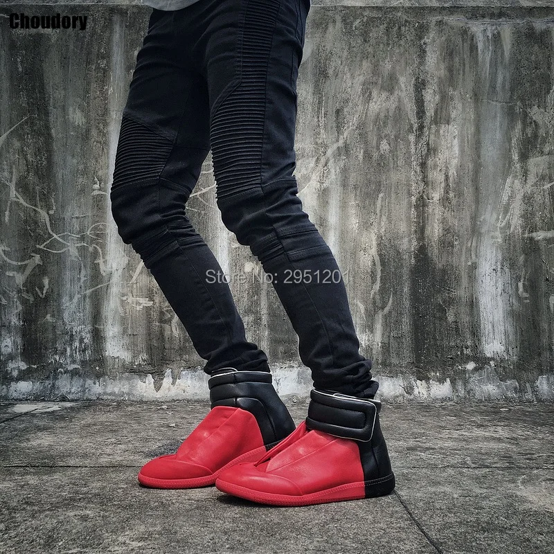 28 Colors Men Real Leather High Top Ankle Boots Lace Up Flats Shoes Trainers Gold Red Silver black Luxury Brand men Shoes casual