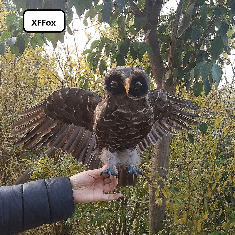 

new simulation wings owl model foam&furs real life brown owl bird gift about 35x55cm xf1101