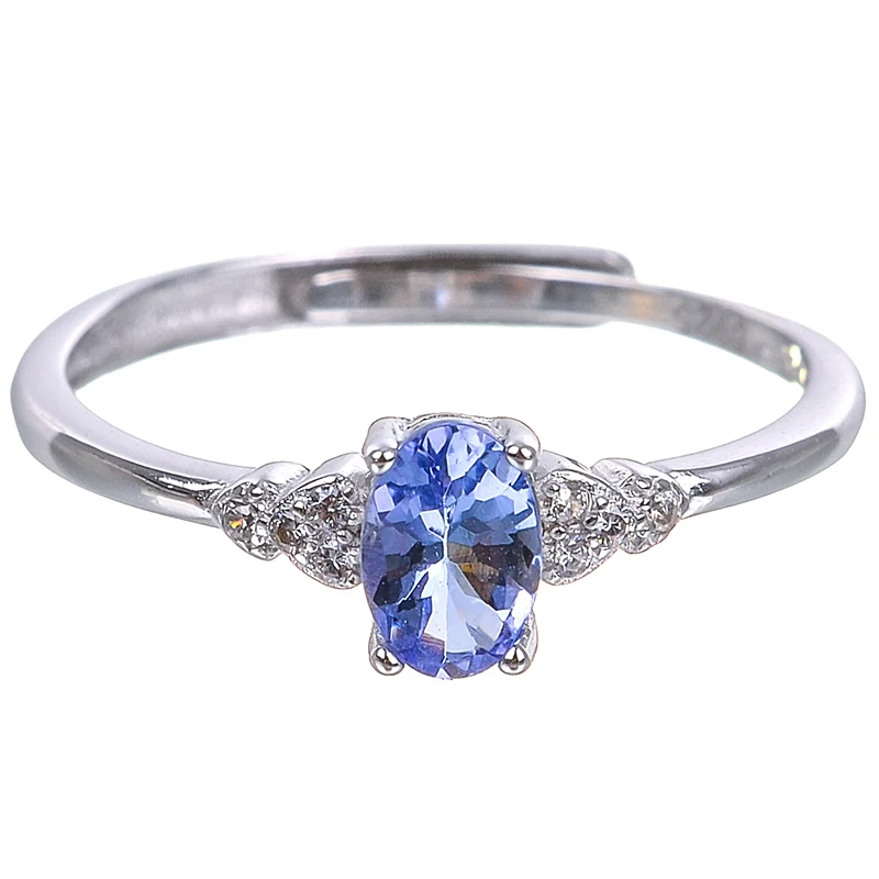 Classic Engagement Ring Round Cut nature Tanzanite Rings for Wedding