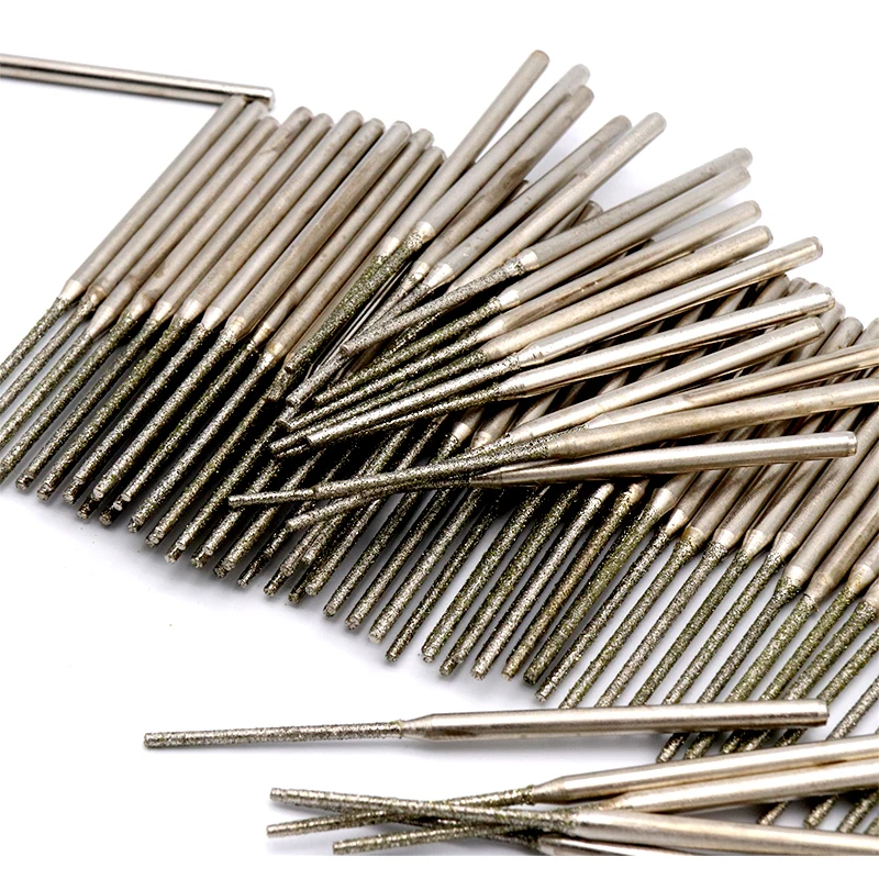 5/10pcs  0.8~5.0mm Diamond Grinding Head Lengthen Burr Needle Drill Bit Point Engraving Polishing Glass Jade Stone Rotary