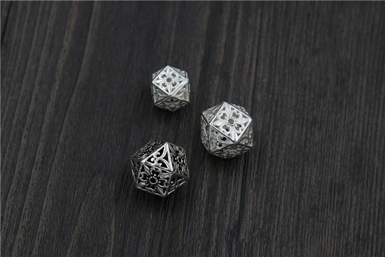 1pc 100% 925 Sterling Silver Vintage Hollow Flower Space Beads Craft Handmade Charm S925 Silver Loose Beads DIY Jewelry Making