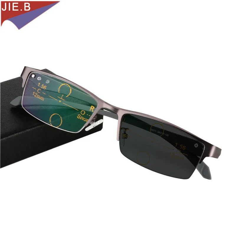 

High-end Business Men Sun Photochromic Progressive Multi Focus Reading Glasses Outdoor Presbyopia Glasses