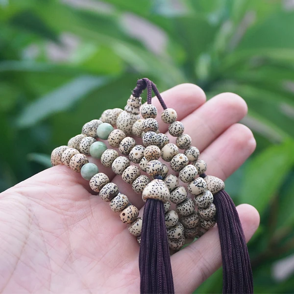 

6mm*8mm * 108 * Natural Bodhi Seeds / A+ Star Moon / Lotus with Tassels Beads Japa Mala Prayer Bracelet DIY Accessories