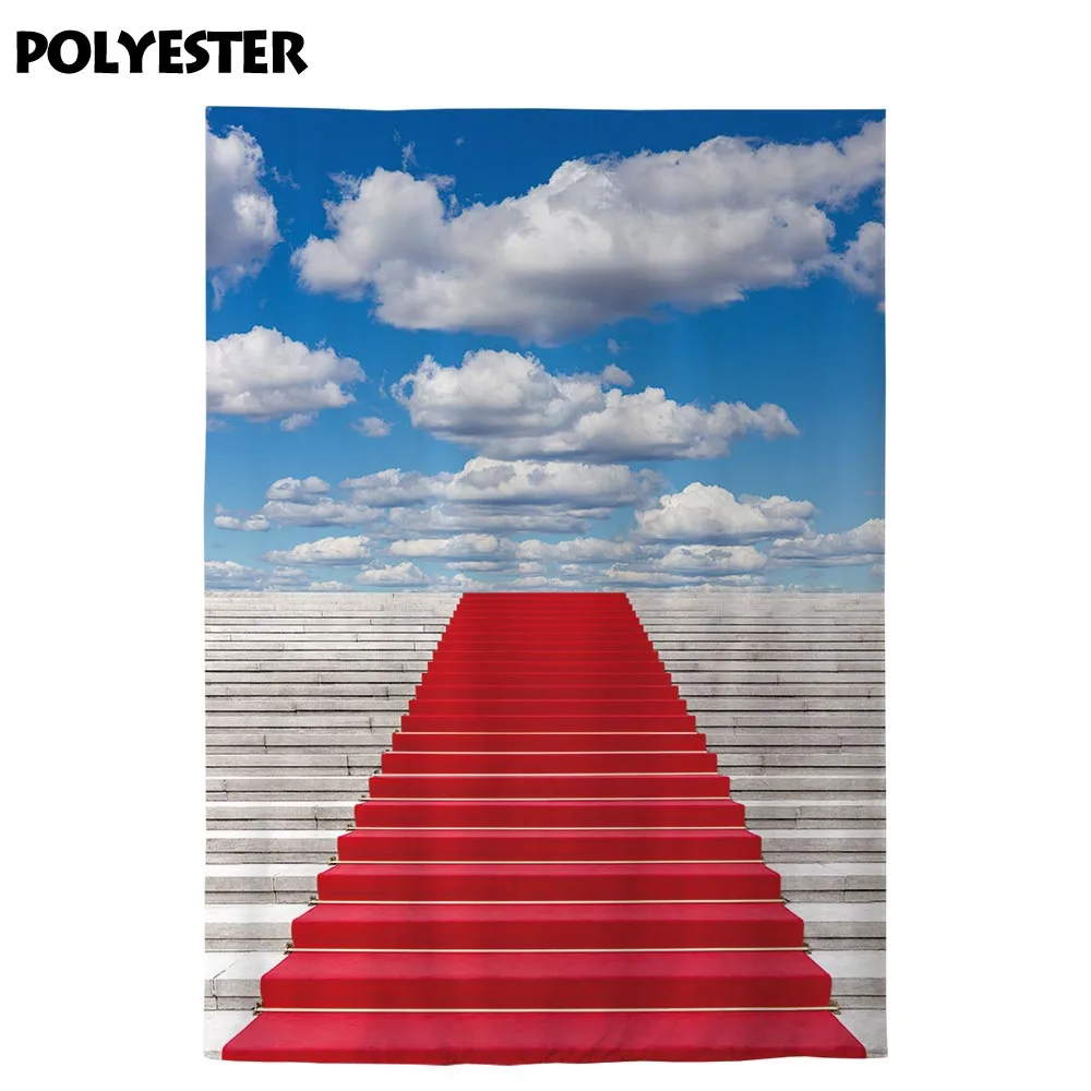Allenjoy-Fondo para estudio de fotografía, alfombra roja sin fin, escalones de mármol, precioso cielo claro, nubes blancas, sesión fotográfica
