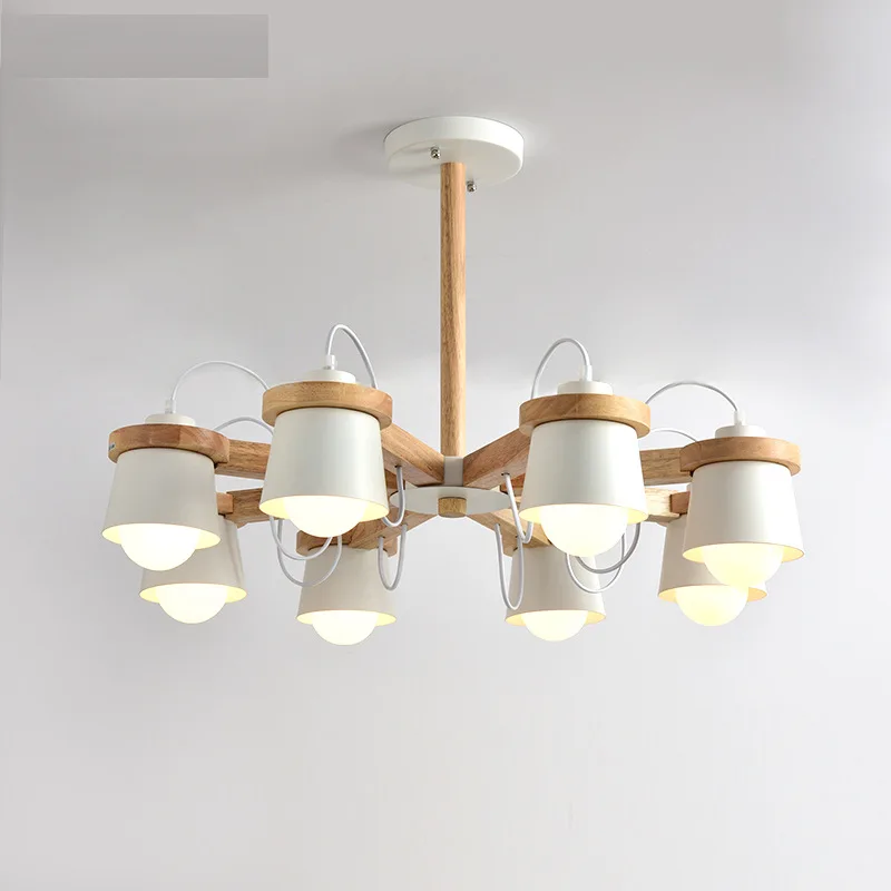 

Living room bedroom solid wood ironware modern simple study clothing shop long Nordic ceiling light new