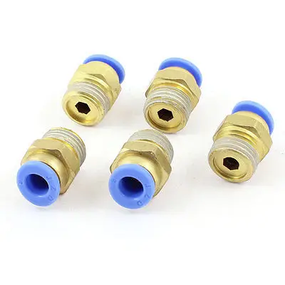 

5 Pcs 1/4" PT Male Thread 6mm Push In Joint Pneumatic Connector Quick Fittings