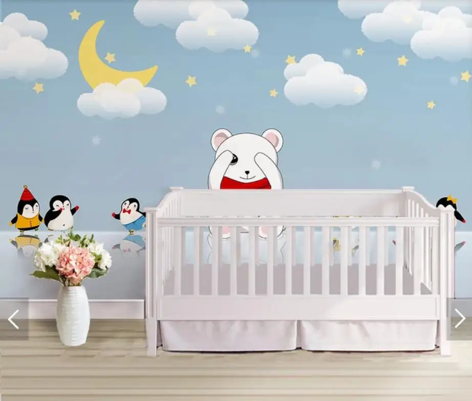 

Glacier White Bear Animal Wallpaper Mural 3D Photo papers for Living Room Decor Canvas Paper Rolls Customize