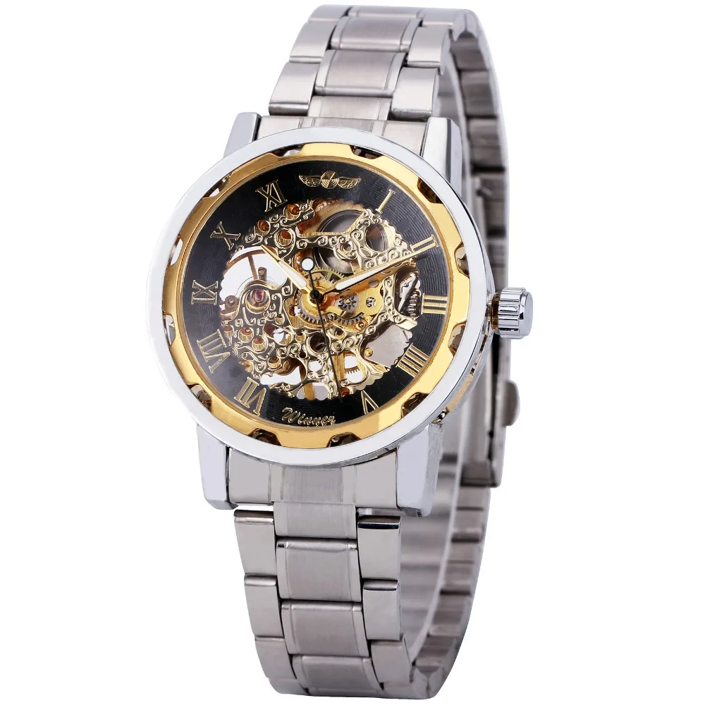 2018 Hot Winner Luxury Brand Sport Men Automatic Skeleton Mechanical Military Hollow Business Watch full Steel Stainless Band