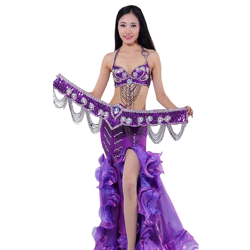 Performance Belly Dancing Costumes Oriental Dance Outfits 3pcs Women Belly Dance Costume Set Bra Belt Skirt