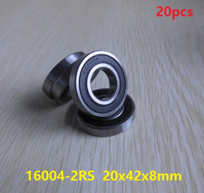 

20pcs/lot bearing 16004RS 16004-2RS 16004 RS 2RS rubber shielded 20x42x8 mm Deep Groove Ball bearing 20*42*8mm