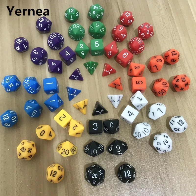 7Pcs/Lot Dice Set RPG Wholesale High Quality Multi-sided Dice D4 D6 D8 D10 D10 D12 D20 Yernea