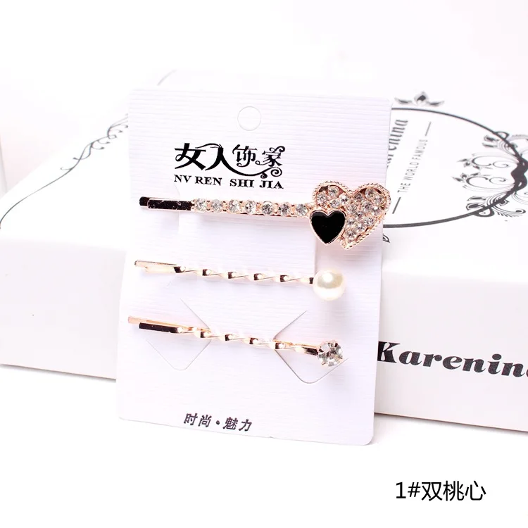 1pack/3pcs Korean Hairpins Women Girls Crystal Rhinestone Hair Clip Barrette Hairpin Hairband Clamp Barrettes Hair Accessories