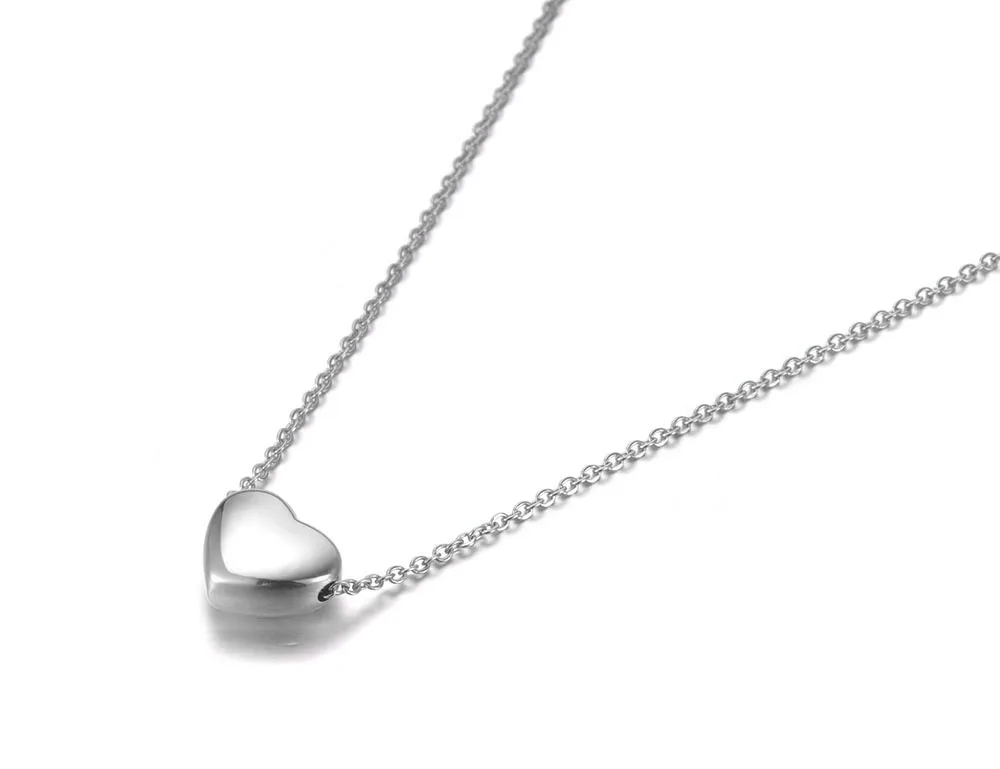 Lokaer Titanium Stainless Steel Love Heart Pendant Necklace Jewelry Rose Gold Color Chain Link Wedding Necklace For Women N19086