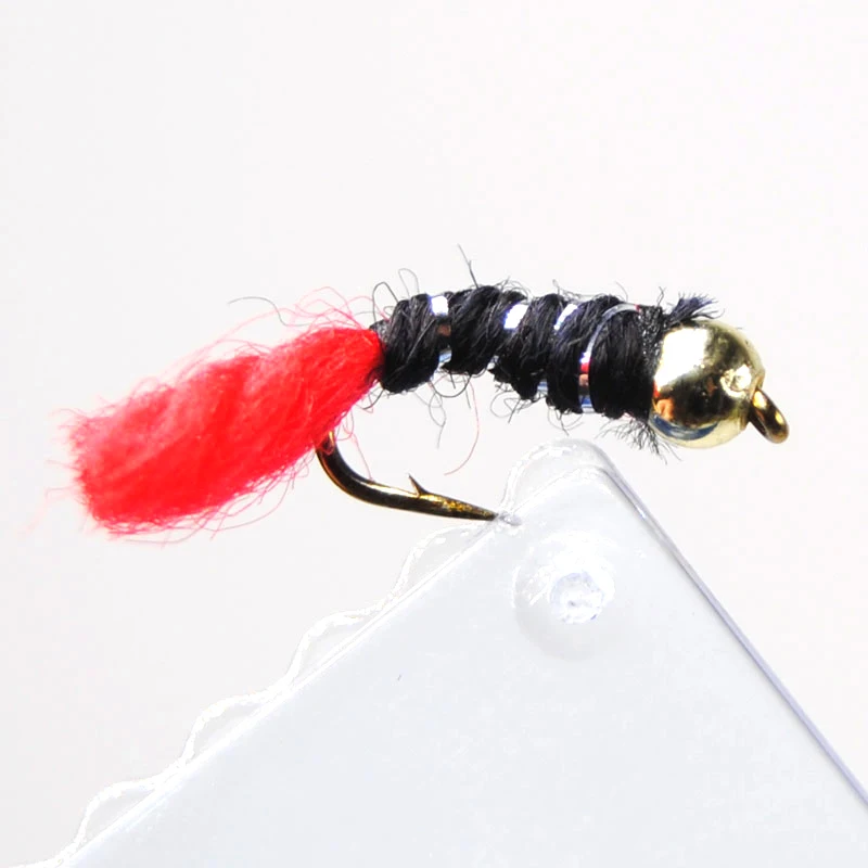 ICERIO 8PCS Bead Head Buzzer Nymph Fly for Trout Fishing Black Brown Color Dry Fly Fishing Trout Flies #14