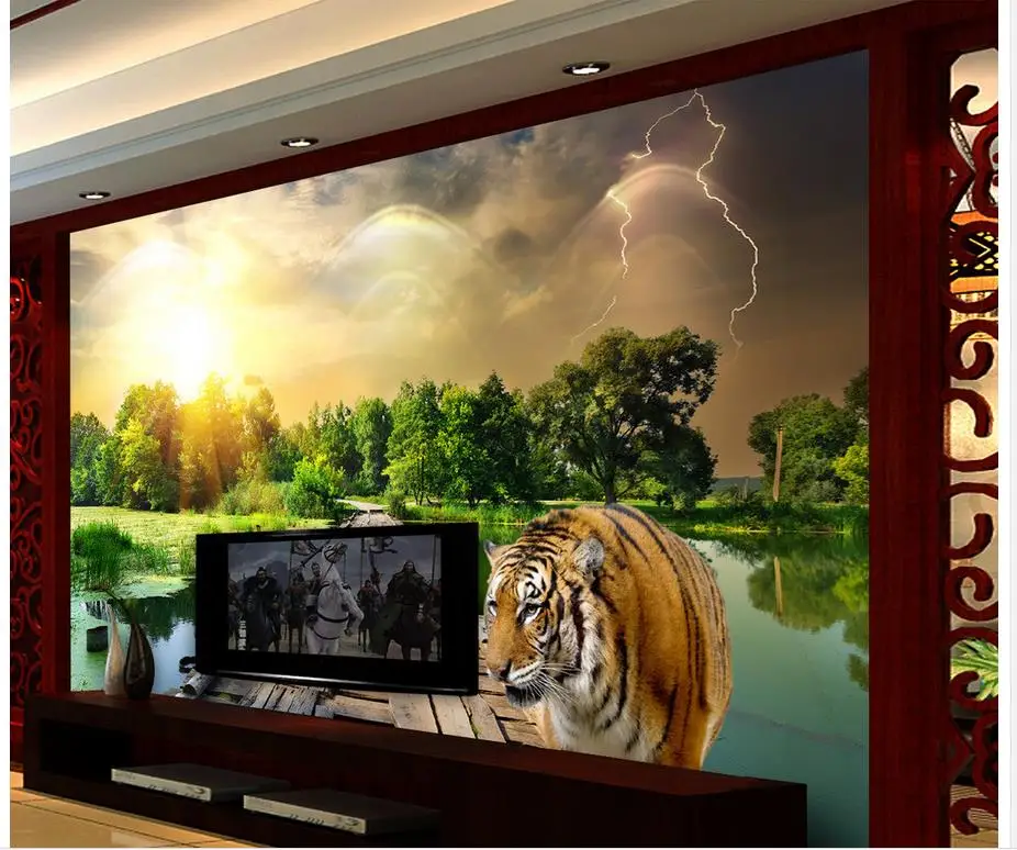 Home Decoration classic painting wallpaper Tiger Bridge Aesthetic Landscape TV Backdrop room modern wallpaper