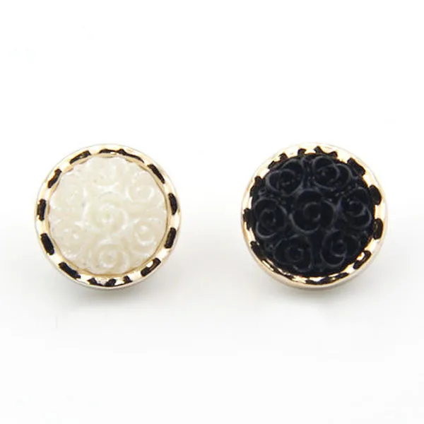 20pcs/lot Size:11.5mm Black and White Resin Rose Button Quality Buttons Scrapbooking DIY Accessories. (ss-96)