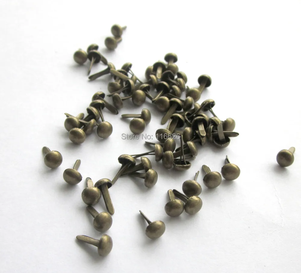 500pcs/lot antique brass mini diy metal nail brads dia 4.5mm plated iron fixing embellishments