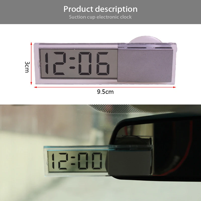 LENTAI For BMW e46 e39 e90 e60 e36 f30 f10 e30 Toyota corolla 2008 Seat leon ibiza 1PC Car Clock Suction Cup LCD Display Digital